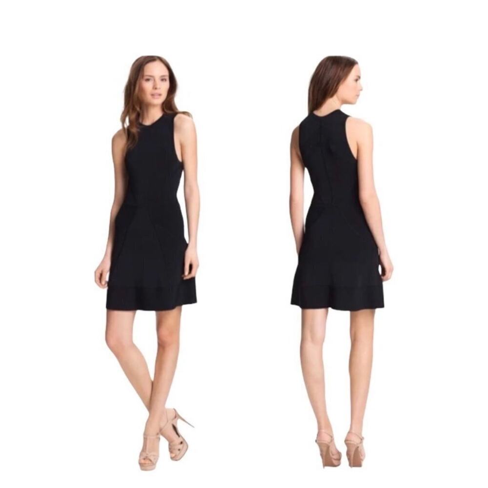 Whimsigoth Black Ribbed A.L.C. Miriam‎ Fit Flare Mini Dress M